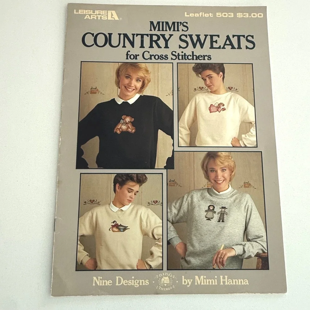 Lot Of 3 Vintage Leisure Arts Cross Stitch Pattern Booklets Country Crafts‎
